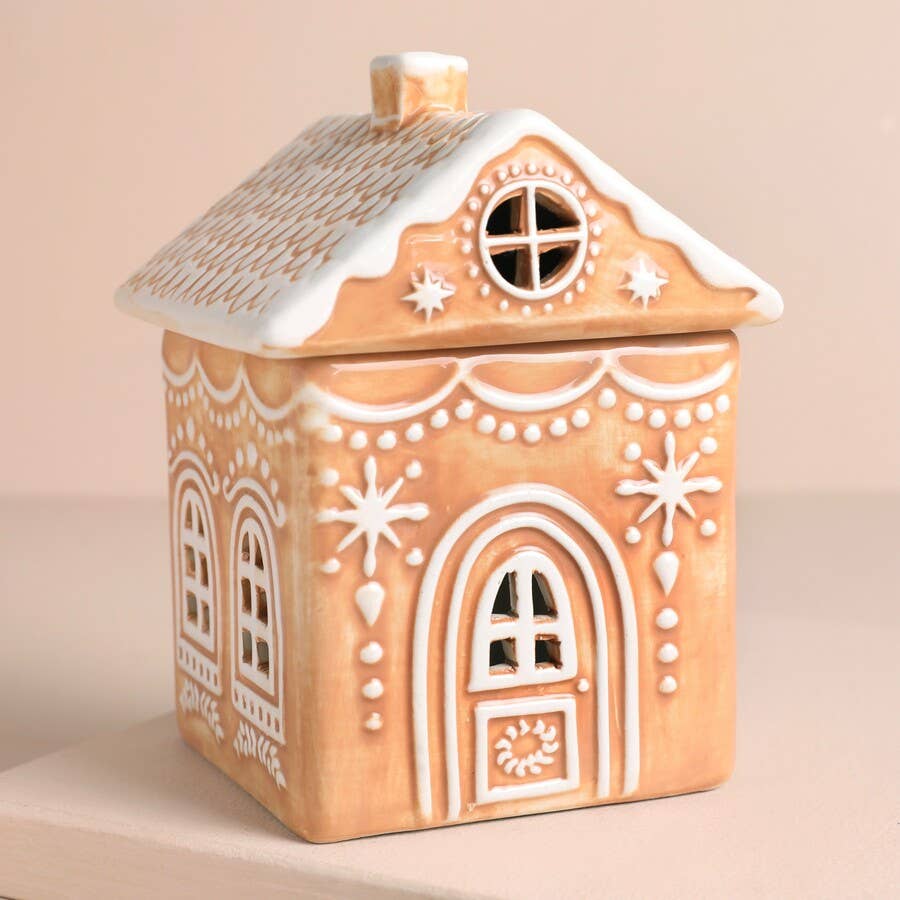 Lisa Angel Ceramic Gingerbread House Wax Burner- Festive Christmas Decor