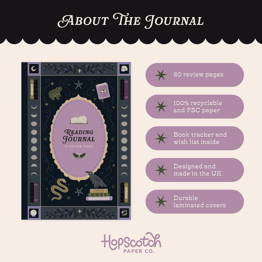Whimsy Witch Reading Journal – 50 Book Review Notebook | Hopscotch Paper Co.