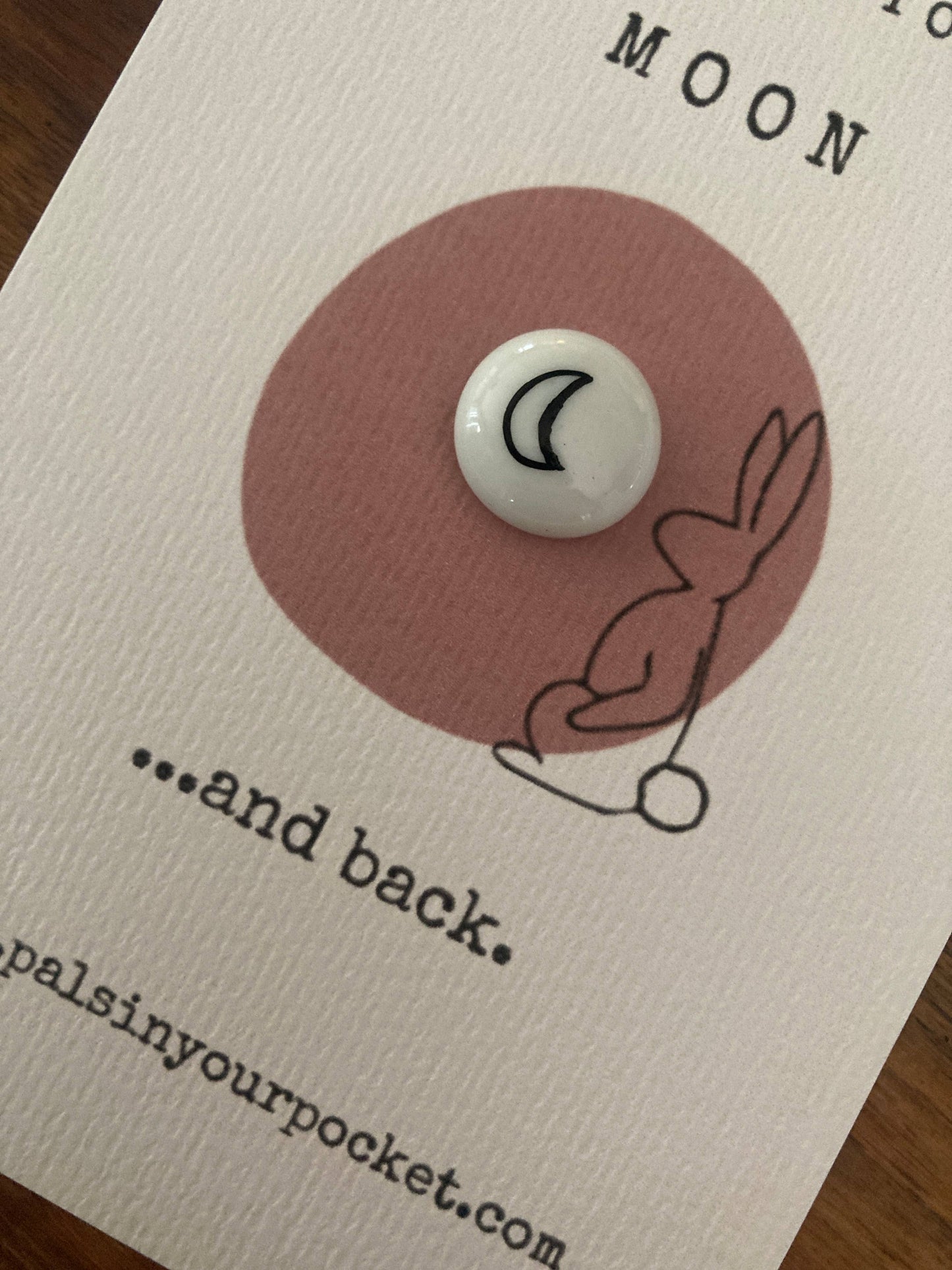 Pals in your Pocket - New pocket charm. Minimalist design. White collection. Moon