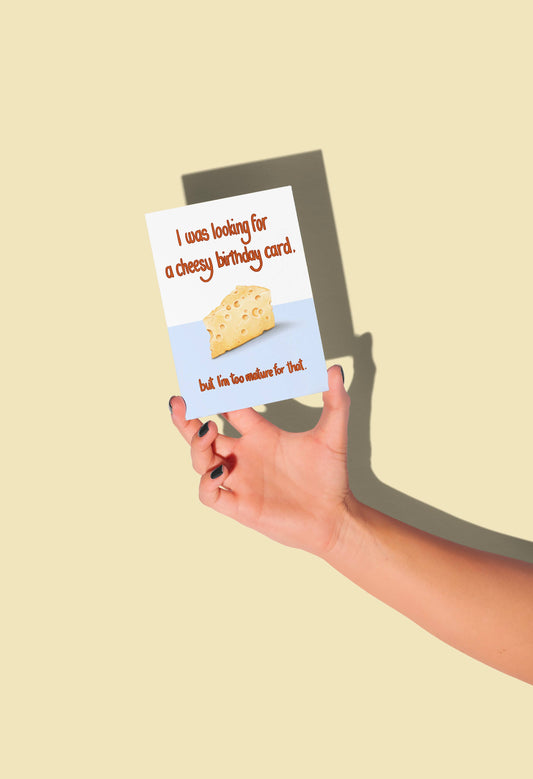 Katie Tinkler illustration - Looking For a Cheesy Card - Funny Pun Birthday Card