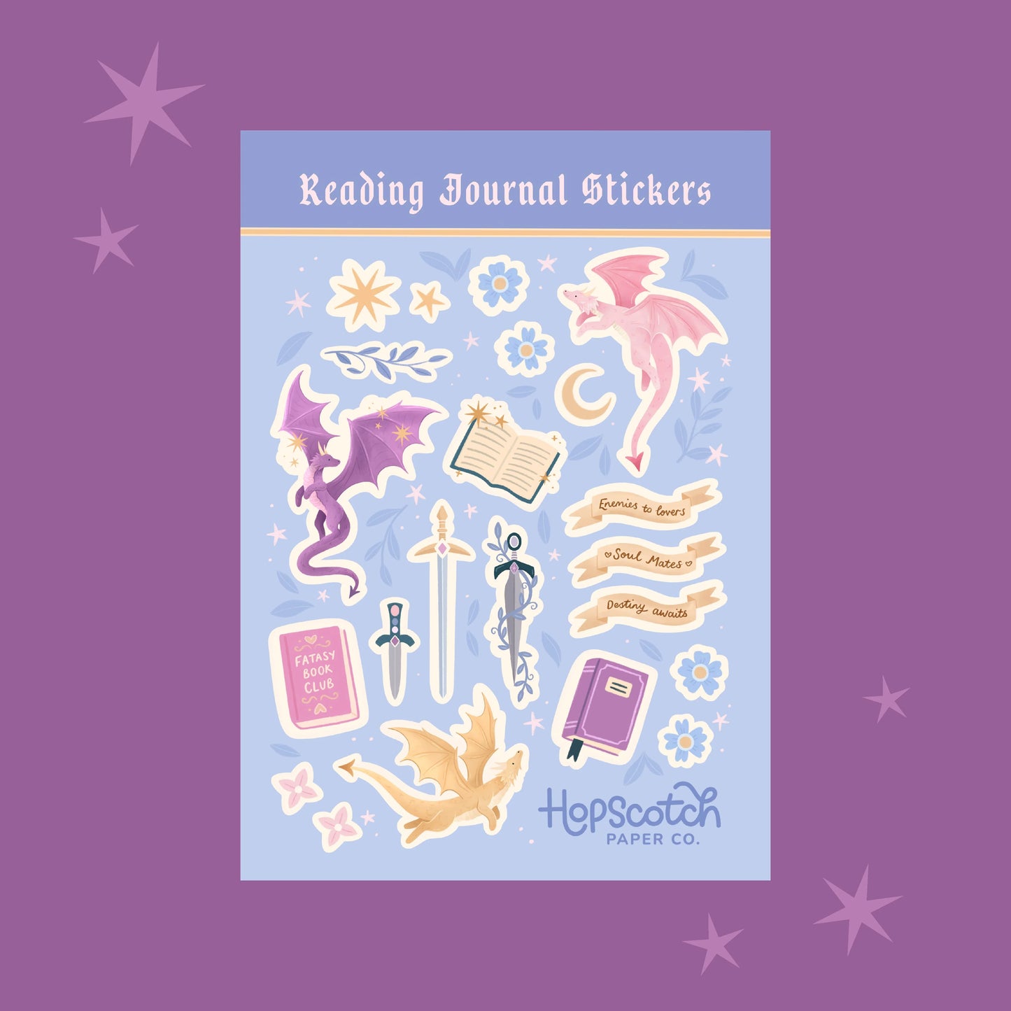 Reading Journal Sticker Sheet – Fantasy & Romantasy Journaling Gift | Hopscotch Paper Co.