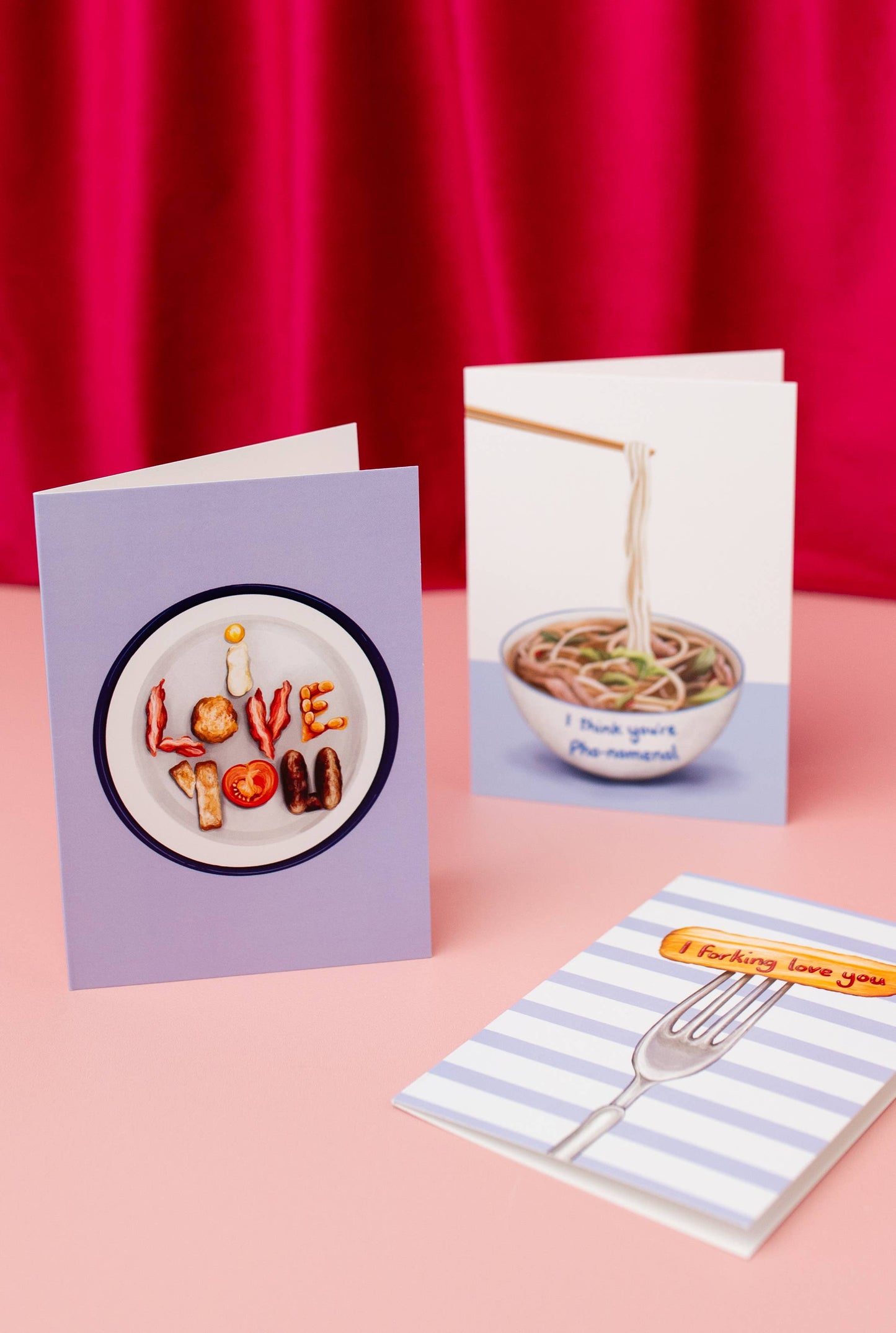 Katie Tinkler illustration - I Forking Love You - Chip/Fries Food Themed Love Card