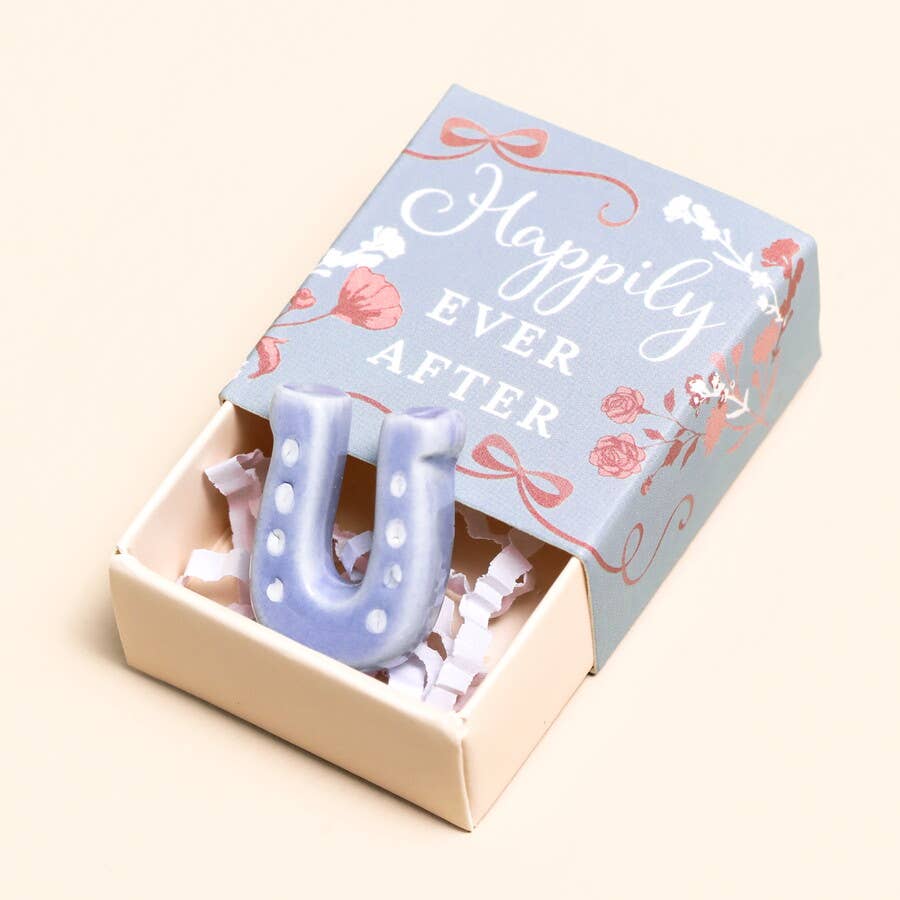 Lisa Angel Horseshoe Token in Tiny Matchbox - Happily Ever After Wedding Gift