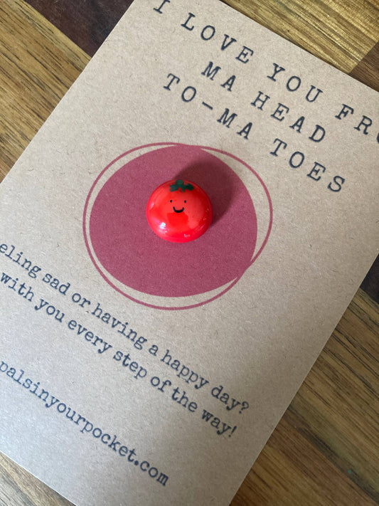 Pals in your Pocket - I Love You Tomato Painted Pebble Appreciation Gift