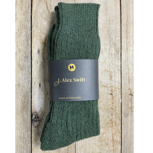 J Alex Swift Alpaca Walking Socks Dark Green - British Made Quality
