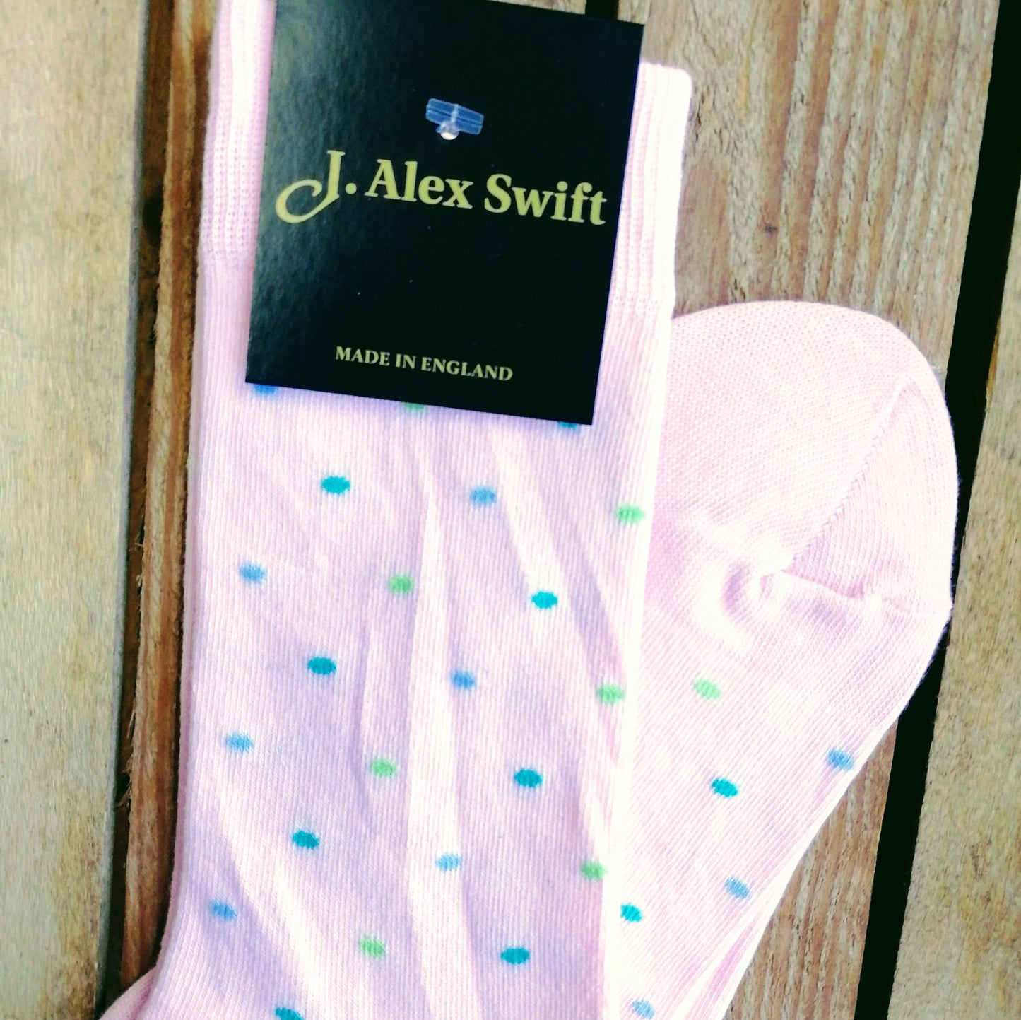 J Alex Swift Cotton Polka Dot Socks Pale Pink - Stylish British Heritage
