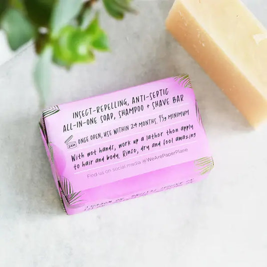 Natural Travel Soap Bar with Lemongrass and Peppermint - Plastic Free Packaging