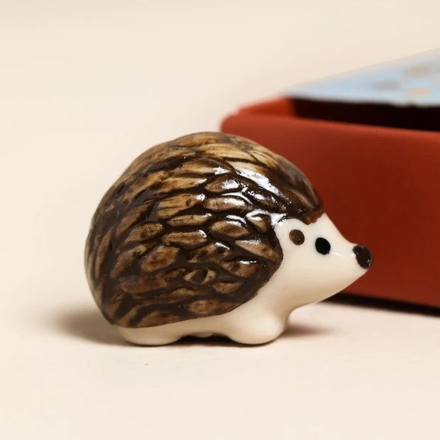 Lisa Angel Hedgehog Token in Tiny Matchbox - Ceramic Woodland Gift