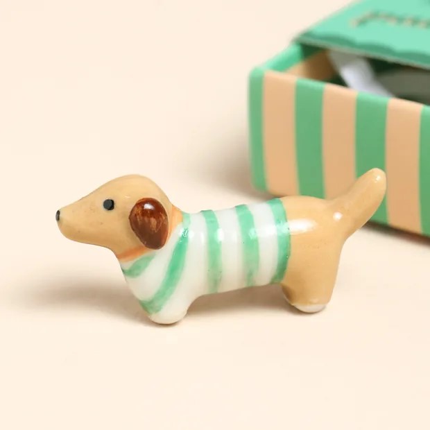 Lisa Angel Sausage Dog Token in Tiny Matchbox - Dachshund Gift