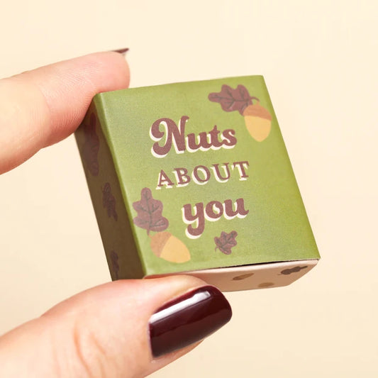 Tiny matchbox gift featuring a cute ceramic squirrel, perfect pocket-sized nature gift