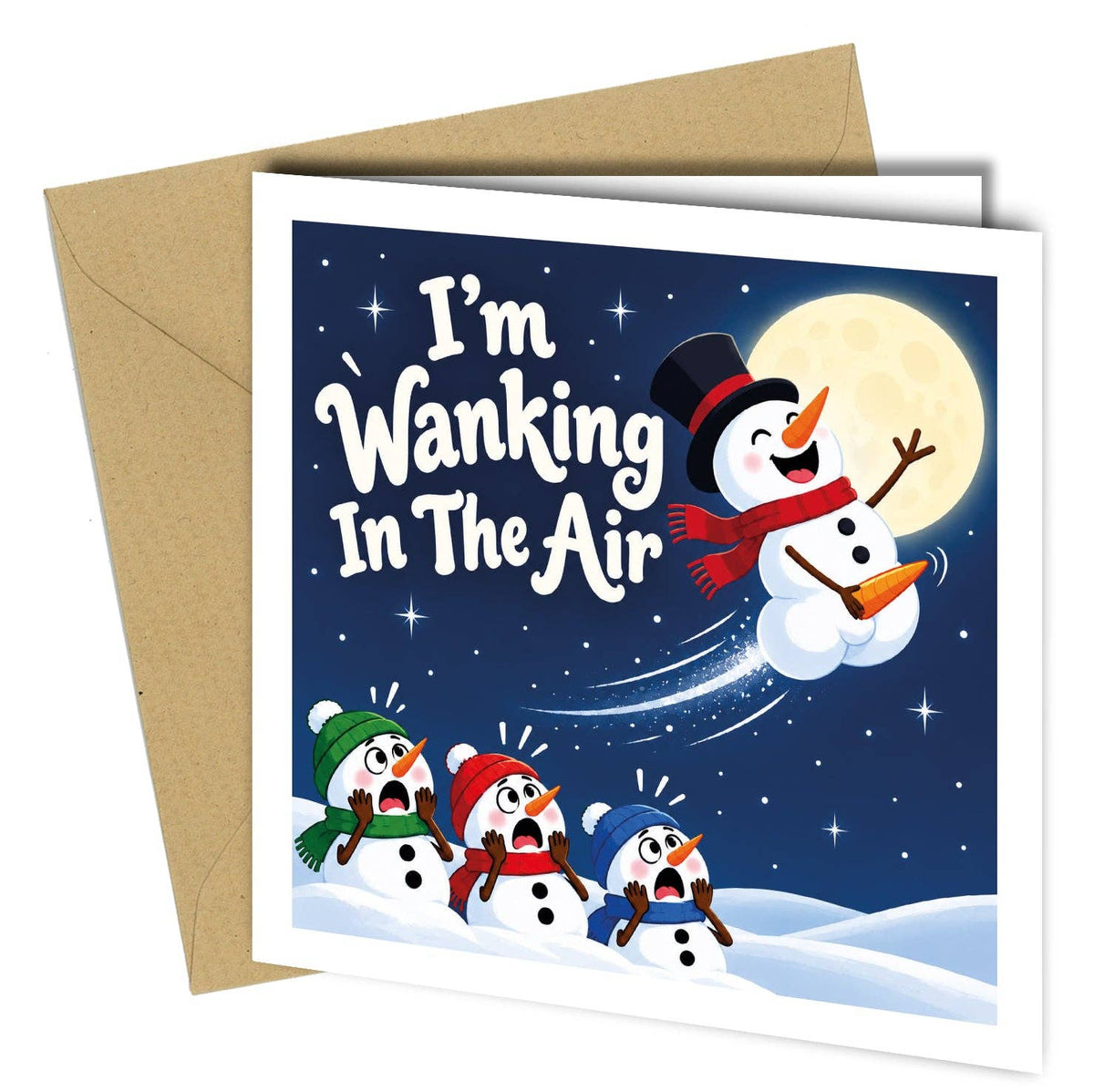 Close to the Bone Greeting Cards and Gifts - Funny Christmas Snowman Card – I’m Wanking In The Air - cb123