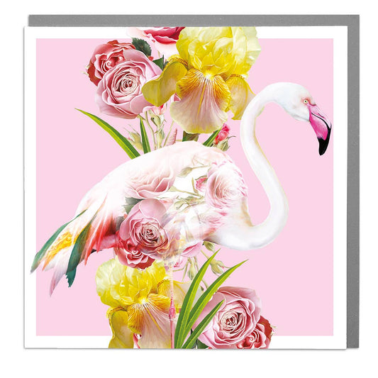 Flamingo & Roses Blank Art Card – Lola Design Greeting Card