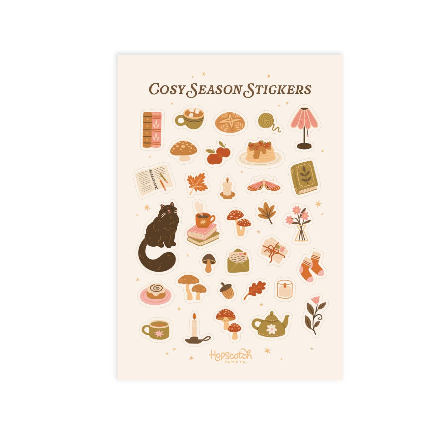Hopscotch Paper Co. - Cosy Season Journal Sticker Sheet - Book Gifts