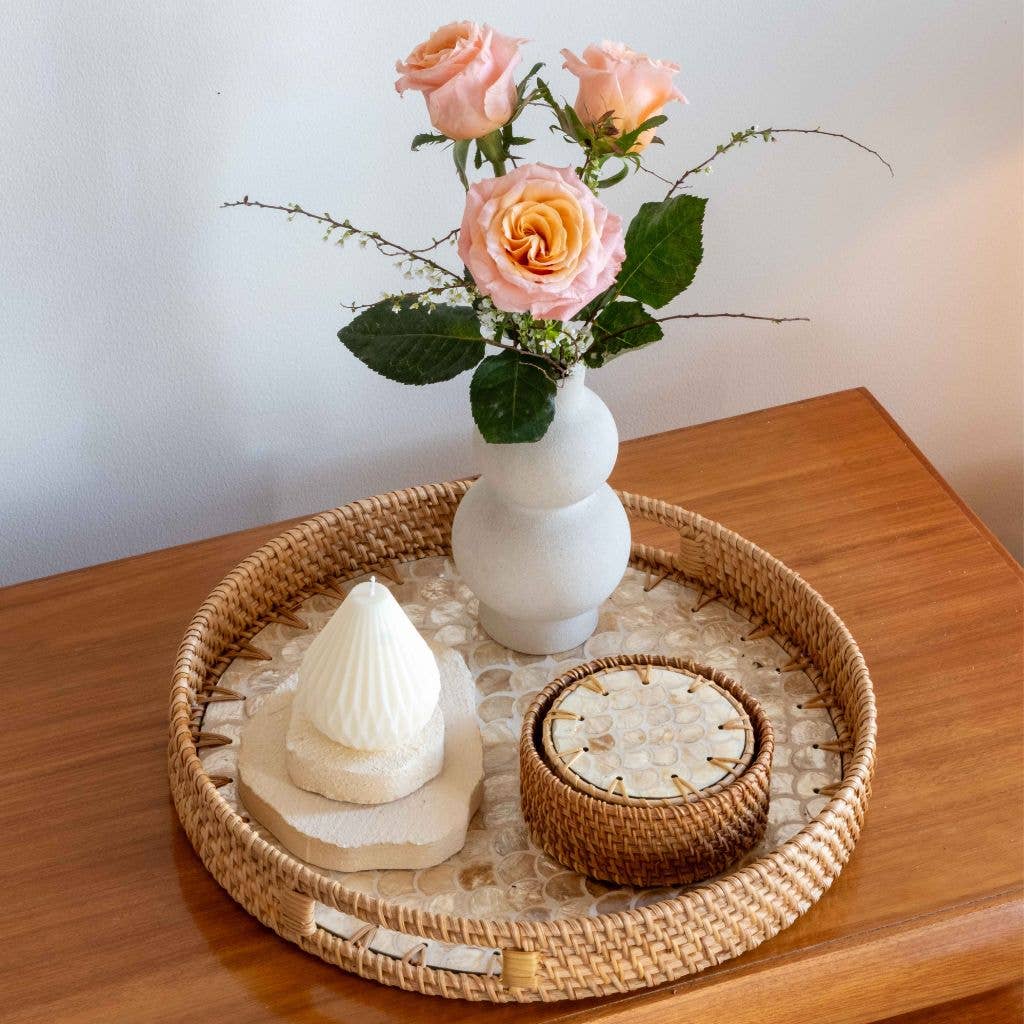 Jungle Culture - Rattan Serving Tray - Wicker Coffee Table Centerpiece Tray