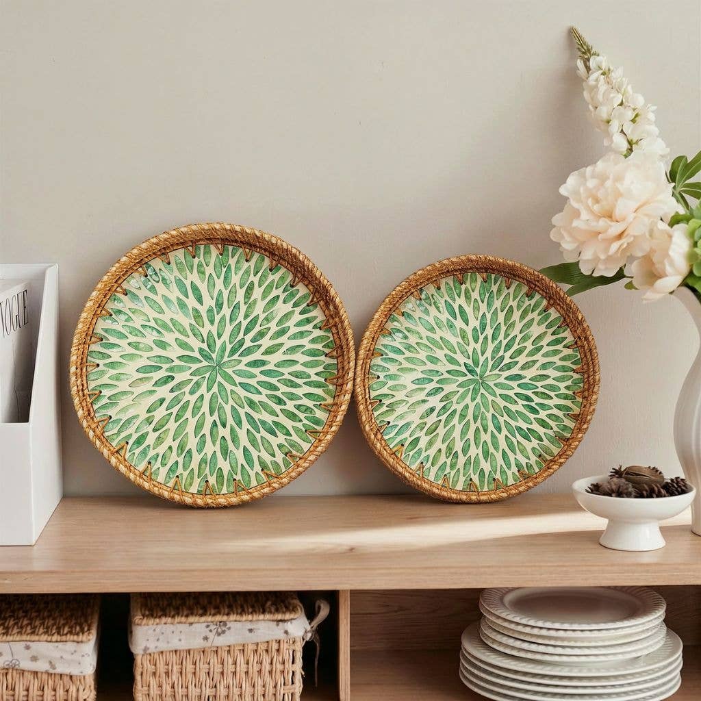 Jungle Culture - Rattan Serving Tray - Wicker Coffee Table Centerpiece Tray