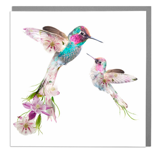 Two Hummingbirds Greeting Card – Lola Design Wildlife Botanical Card