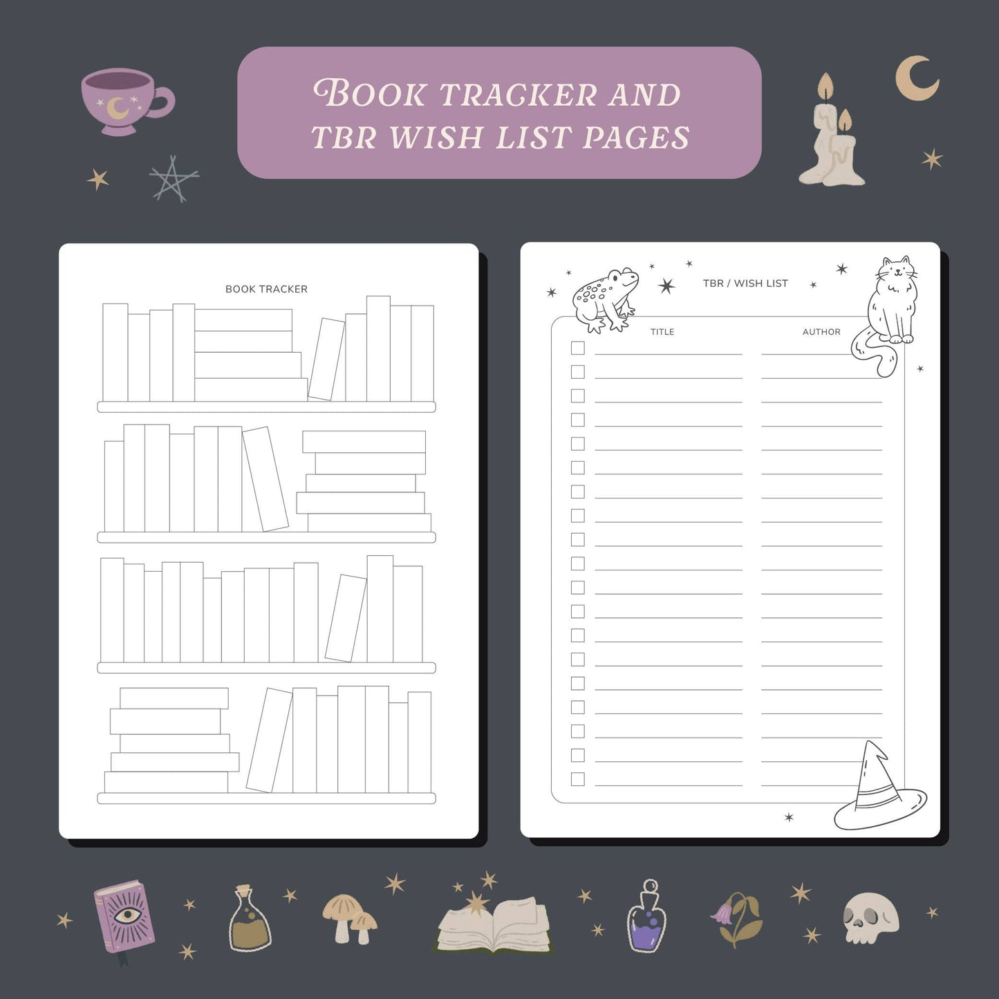 Hopscotch Paper Co. - Whimsy Witch Reading Journal – 50 Book Review Notebook
