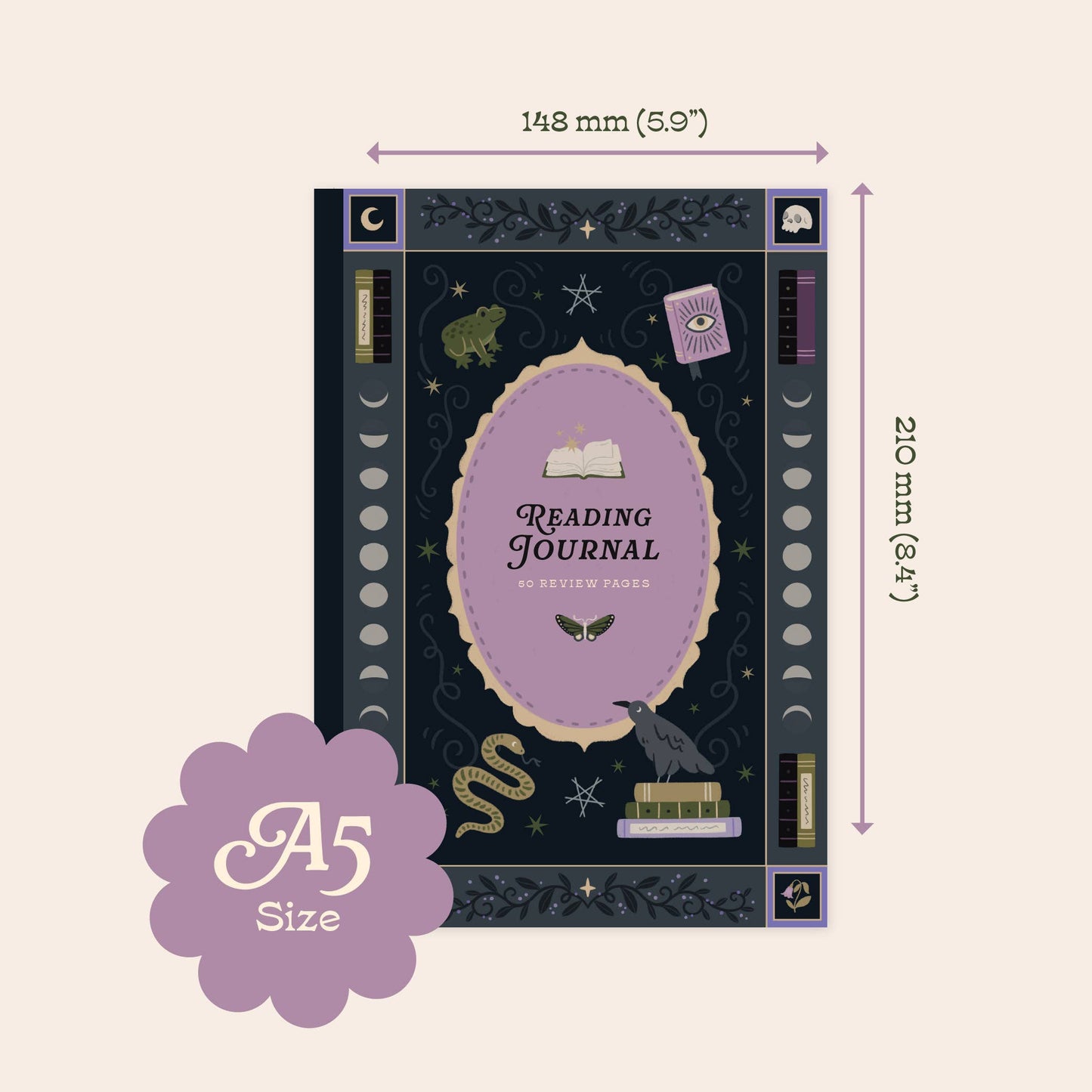 Hopscotch Paper Co. - Whimsy Witch Reading Journal – 50 Book Review Notebook
