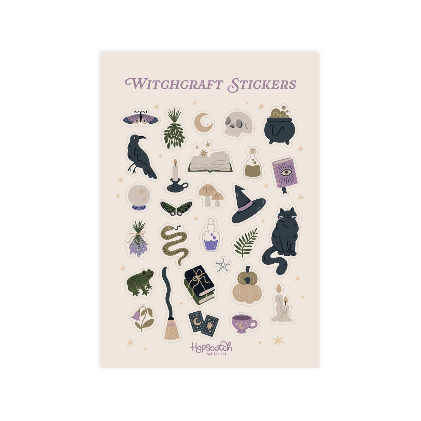 Hopscotch Paper Co. - Whimsy Witch Journal Sticker Sheet - Book Gifts