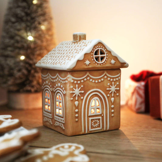Lisa Angel Ceramic Gingerbread House Wax Burner- Festive Christmas Decor