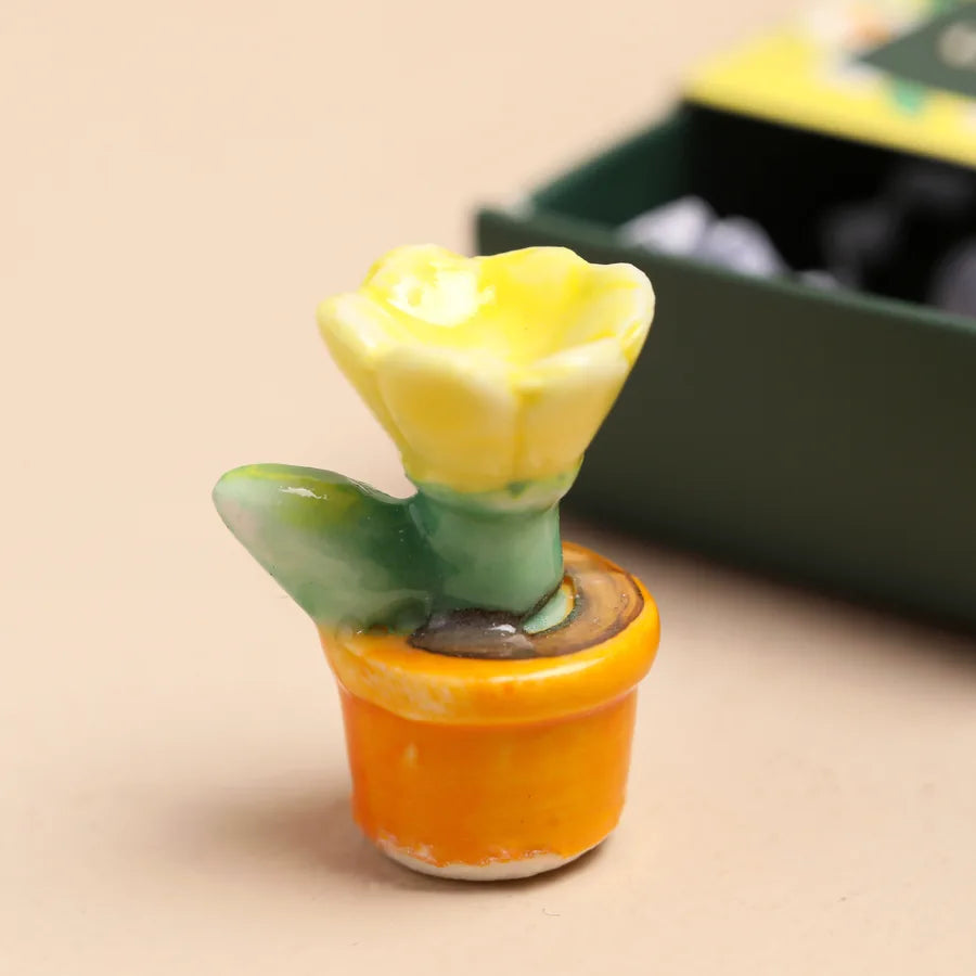 Hand-finished ceramic plant pot token, miniature keepsake gift for a teacher or mentor