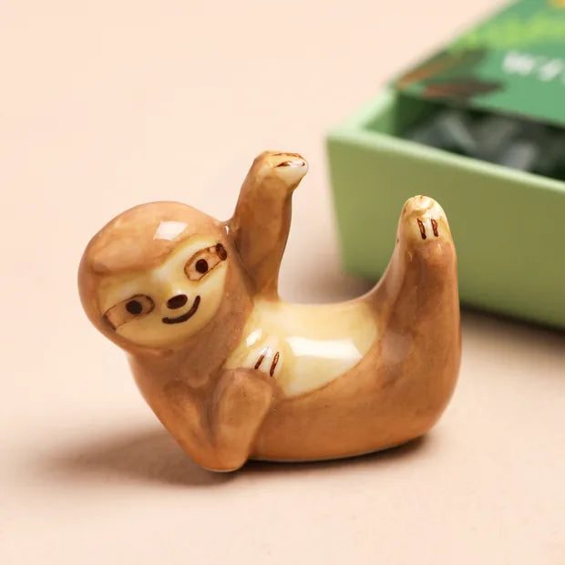 Hand-finished ceramic sloth token, miniature keepsake gift for a friend or loved one.
