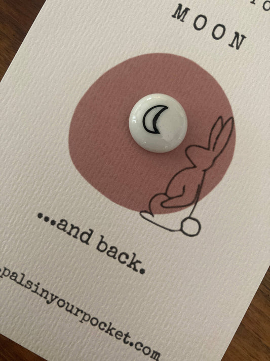 Pals in your Pocket - New pocket charm. Minimalist design. White collection. Moon 