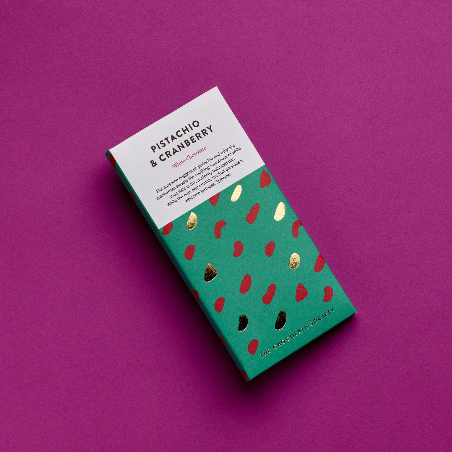 The Chocolate Society - Pistachio & Cranberry White Chocolate Bar
