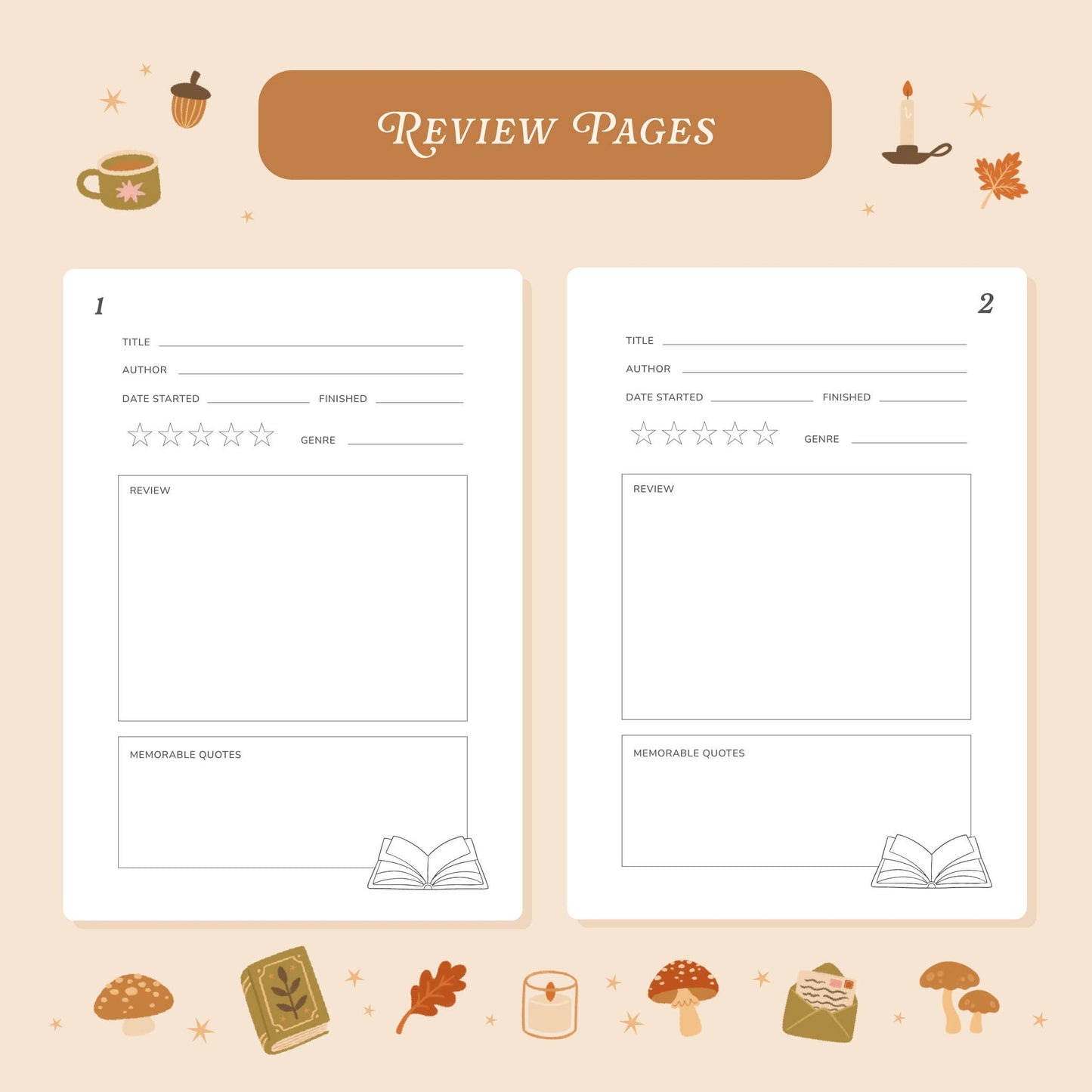 Hopscotch Paper Co. - Cosy Season Reading Journal – 50 Book Review Notebook