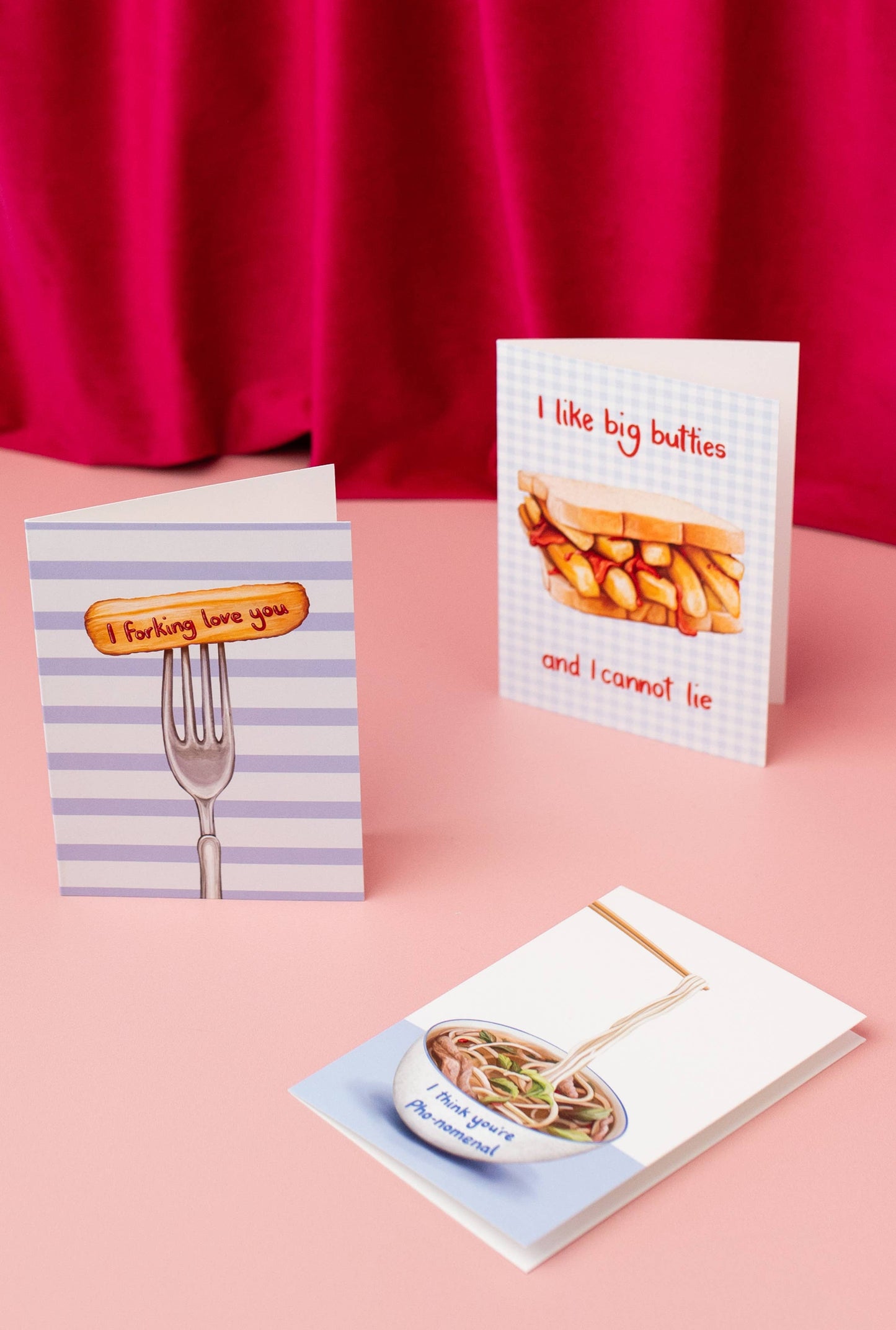 Katie Tinkler illustration - I Forking Love You - Chip/Fries Food Themed Love Card