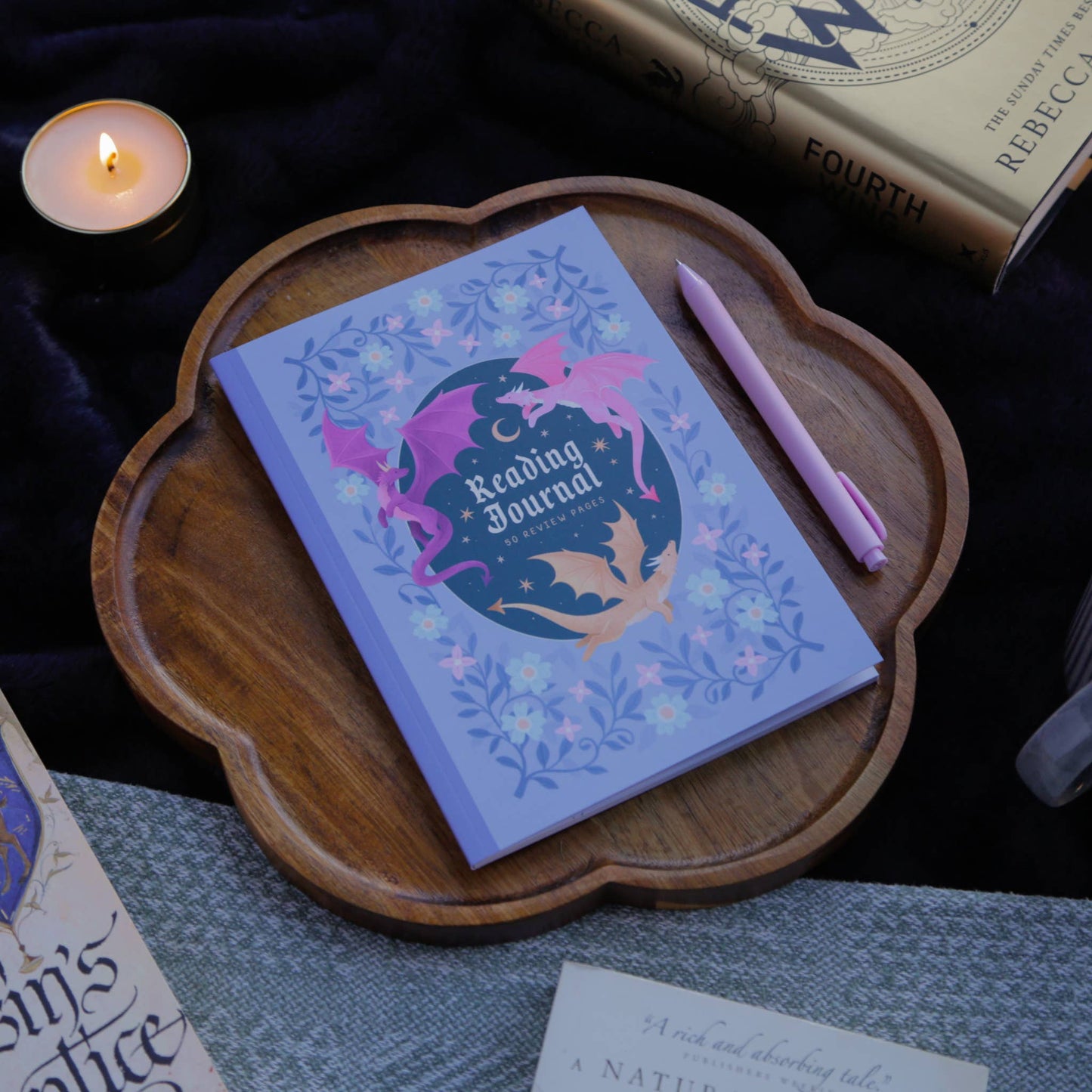 Hopscotch Paper Co. - Reading Journal Dragon, Cosy Quest – 50 Book Review Notebook