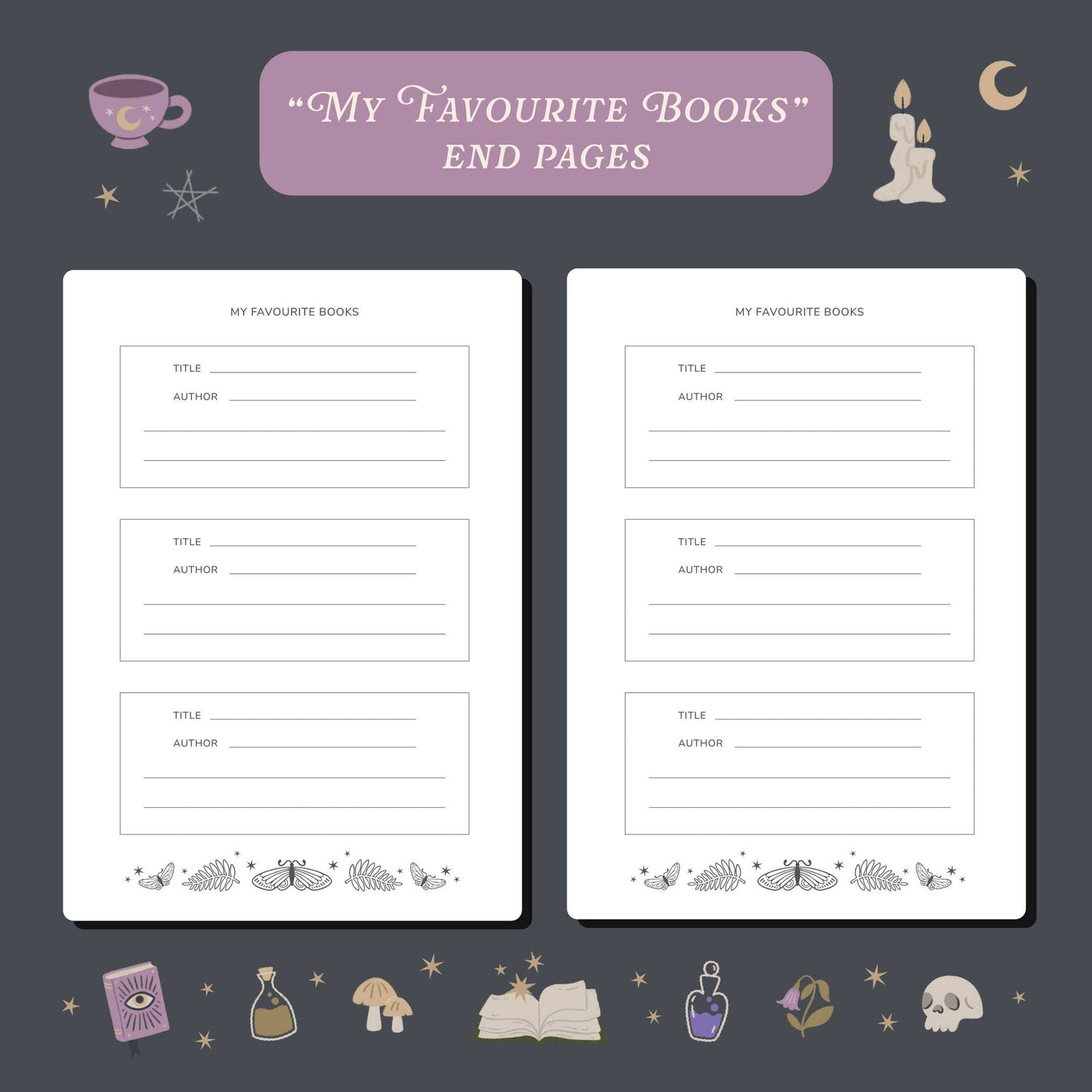 Hopscotch Paper Co. - Whimsy Witch Reading Journal – 50 Book Review Notebook