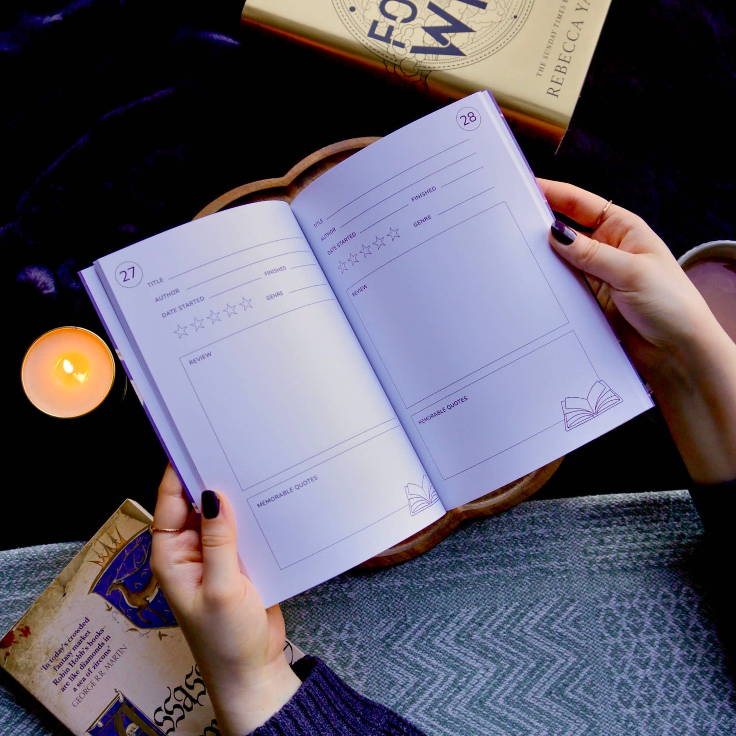 Hopscotch Paper Co. - Reading Journal Dragon, Cosy Quest – 50 Book Review Notebook