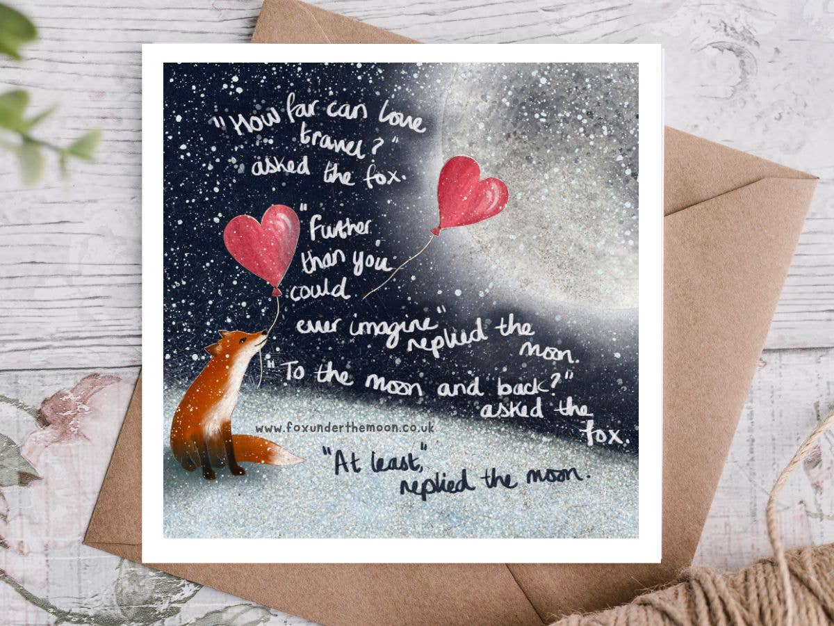 'To The Moon & Back' Greeting Card - Fox under the Moon