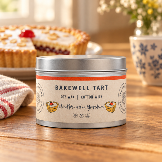 Bakewell Tart candle lifestyle photo