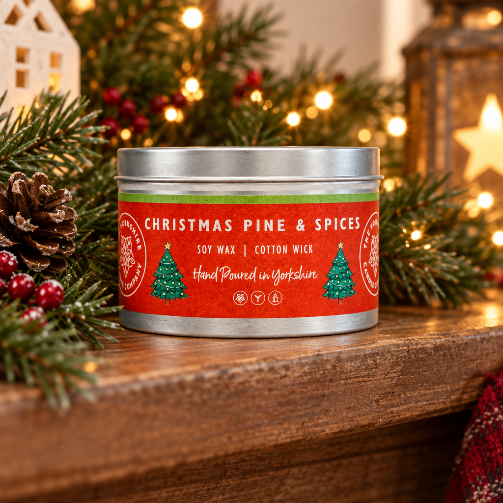 Christmas Pine and Spices candle lifestyle photo