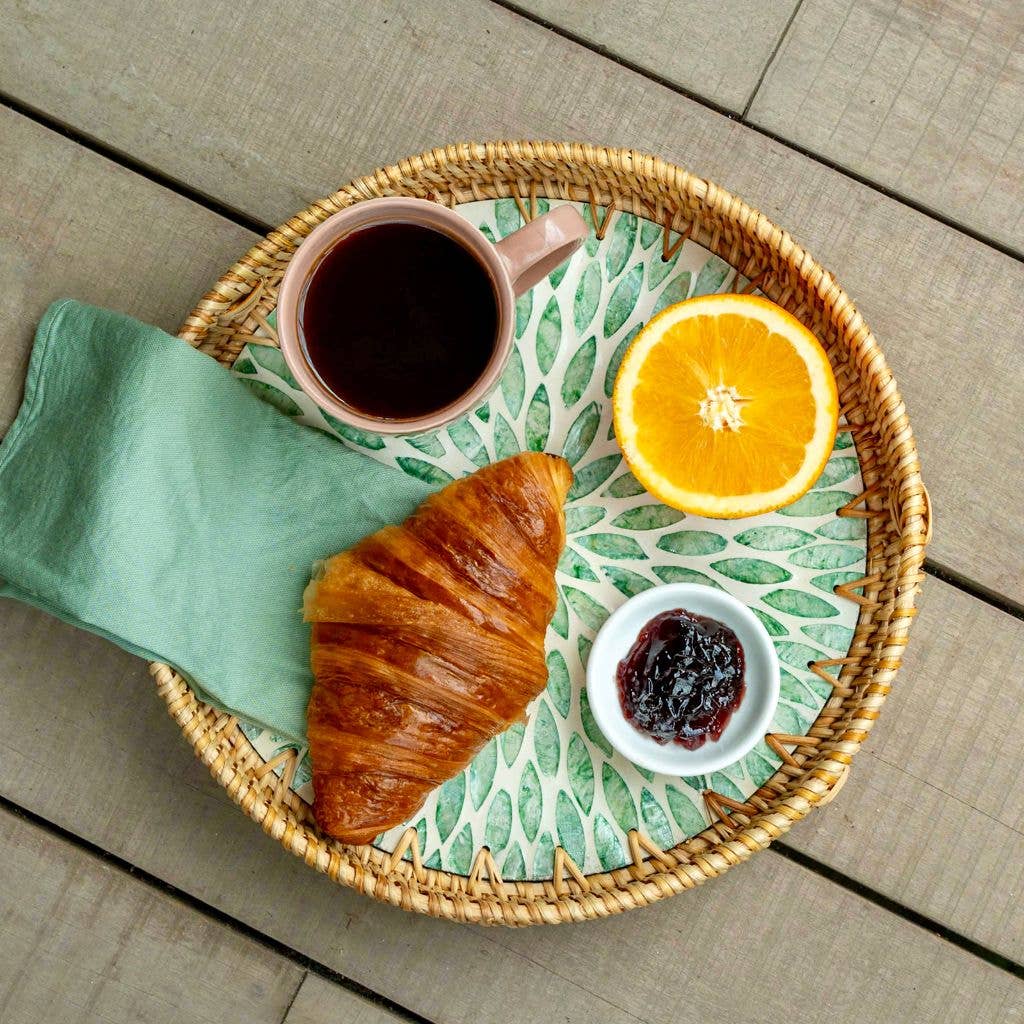 Jungle Culture - Rattan Serving Tray - Wicker Coffee Table Centerpiece Tray