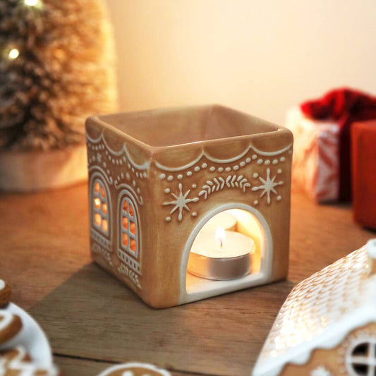 Lisa Angel Ceramic Gingerbread House Wax Burner- Festive Christmas Decor