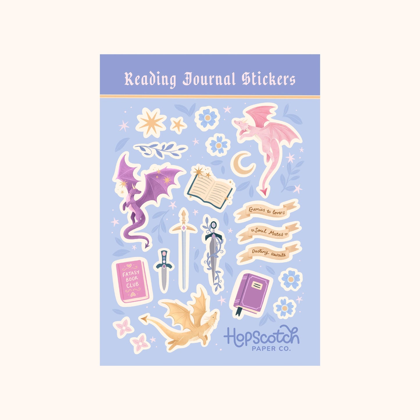 Reading Journal Sticker Sheet – Fantasy & Romantasy Journaling Gift | Hopscotch Paper Co.