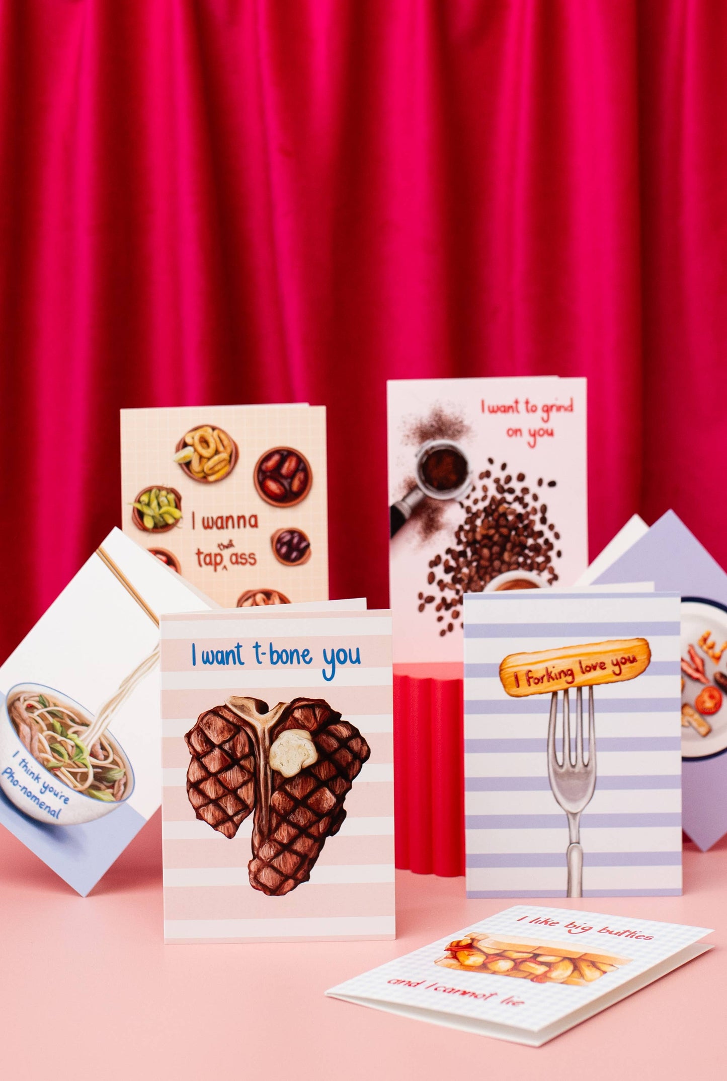 Katie Tinkler illustration - I Forking Love You - Chip/Fries Food Themed Love Card