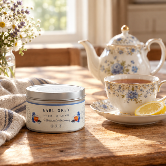Earl Grey candle lifestyle photo