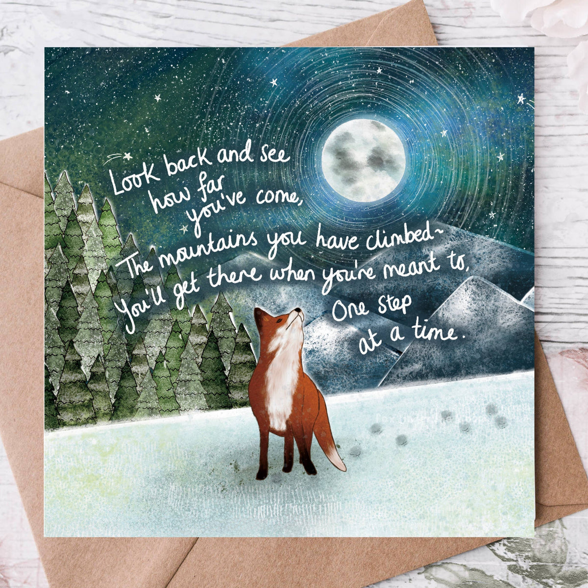 Fox Under The Moon - 'Mountains' - Greeting Card by Fox Under The Moon