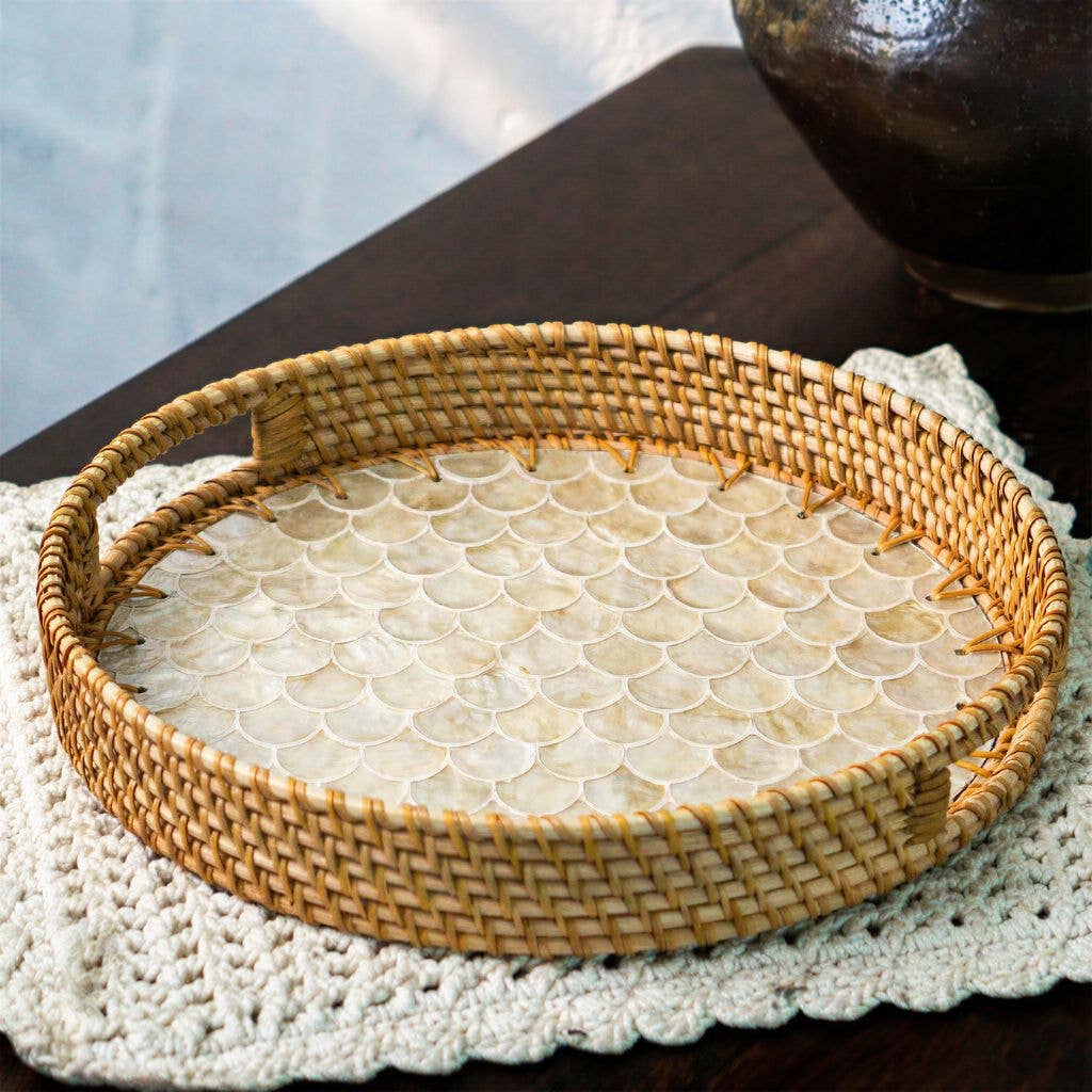Jungle Culture - Rattan Serving Tray - Wicker Coffee Table Centerpiece Tray