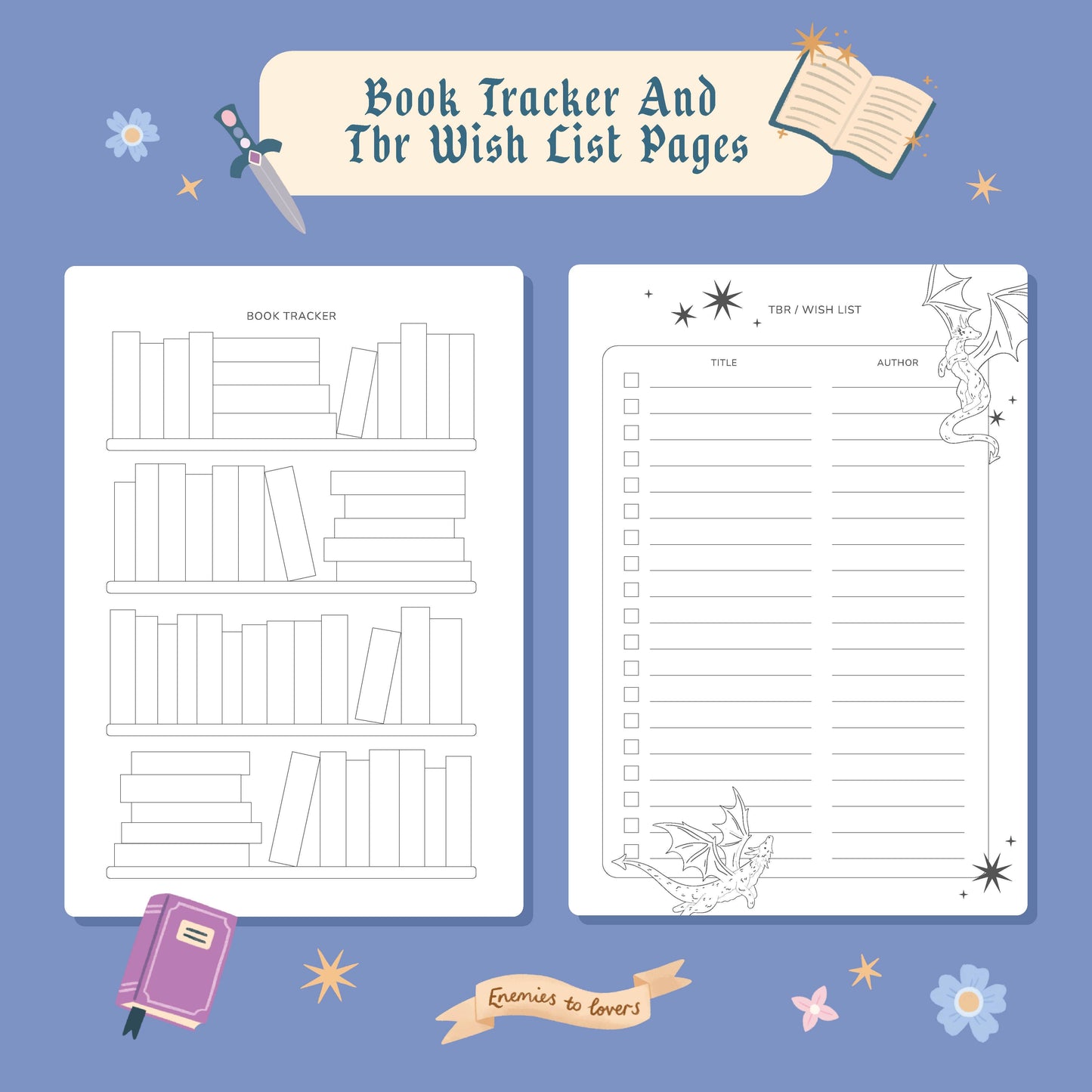 Hopscotch Paper Co. - Reading Journal Dragon, Cosy Quest – 50 Book Review Notebook