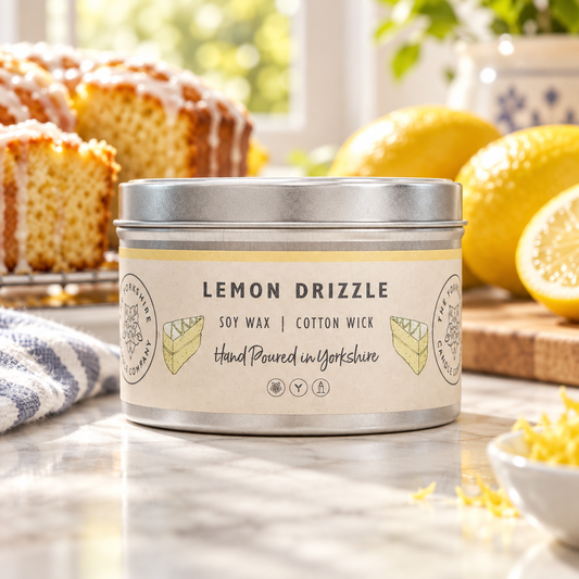 Lemon Drizzle candle lifestyle photo