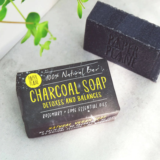 Paper Plane Charcoal Soap Detox Bar - Natural Activated Charcoal