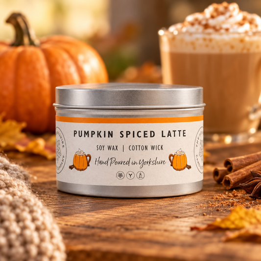 Pumpkin Spiced Latte candle lifestyle photo