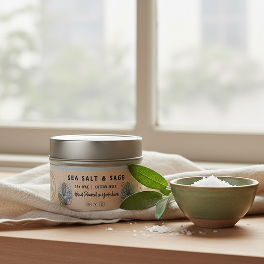 Sea Salt & Sage - Spa lifestyle with actual product