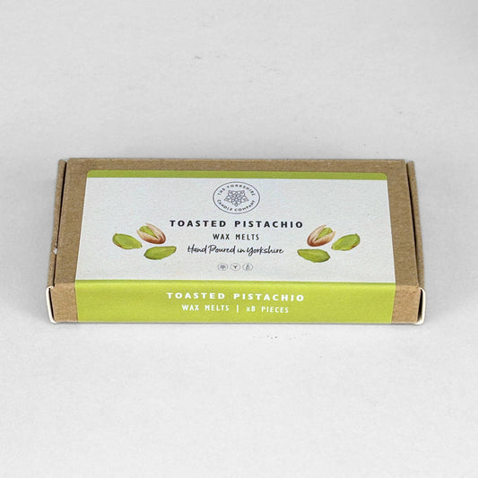 Box of Toasted Pistachio wax melts on a white background