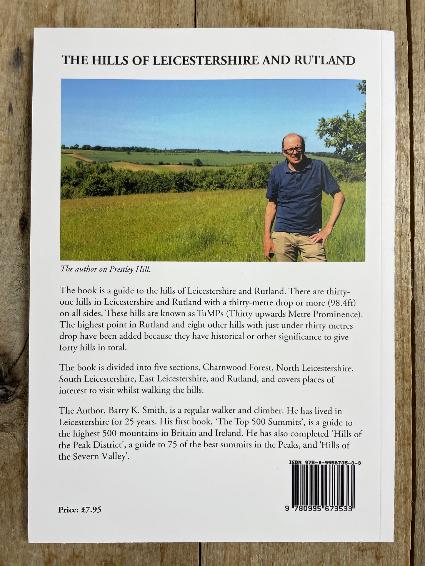 Back cover with a photo of Barry Smith the Hills of Leicestershire and Rutland.
